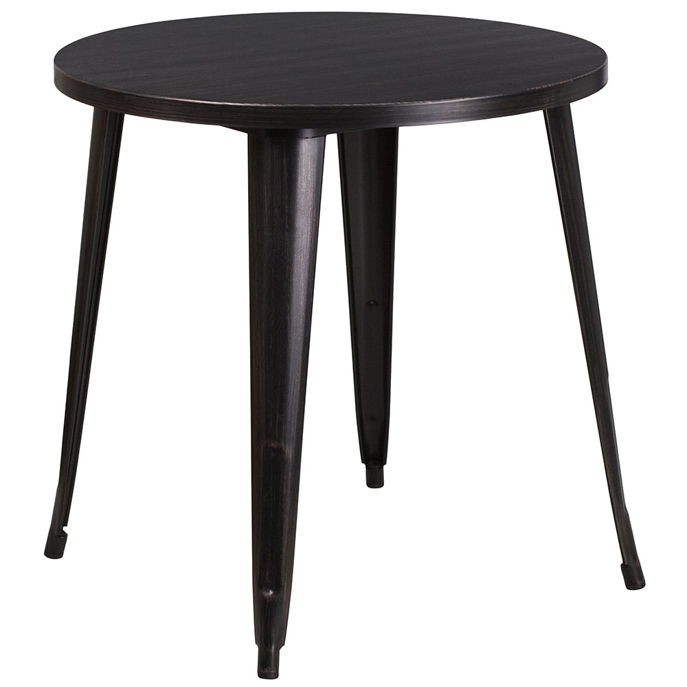 916-CH5109029BQ 30" Round Dining Height Table - Metal, Black & Antique Gold