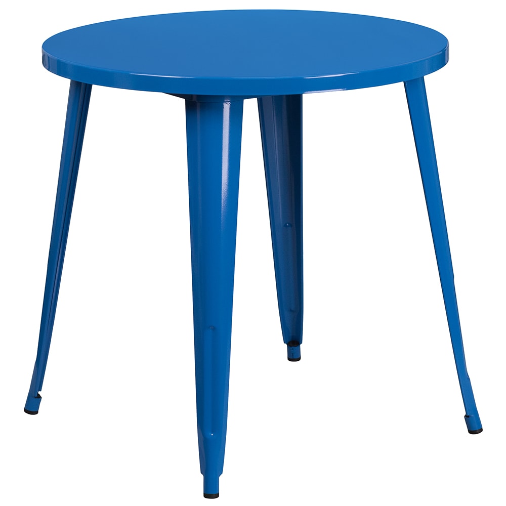 916-CH5109029BL 30" Round Dining Height Table - Metal, Blue