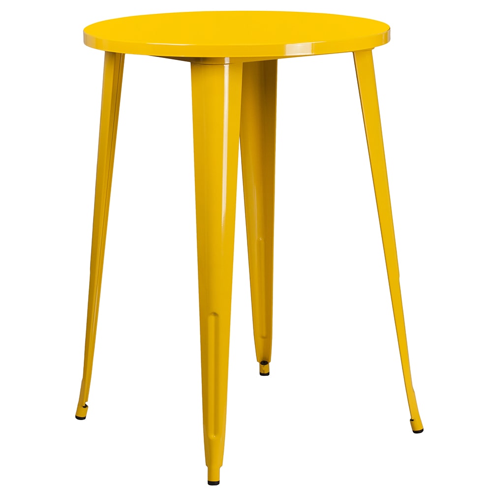 916-CH5109040YL 30" Round Bar Height Table - Yellow Steel Top, Steel Base