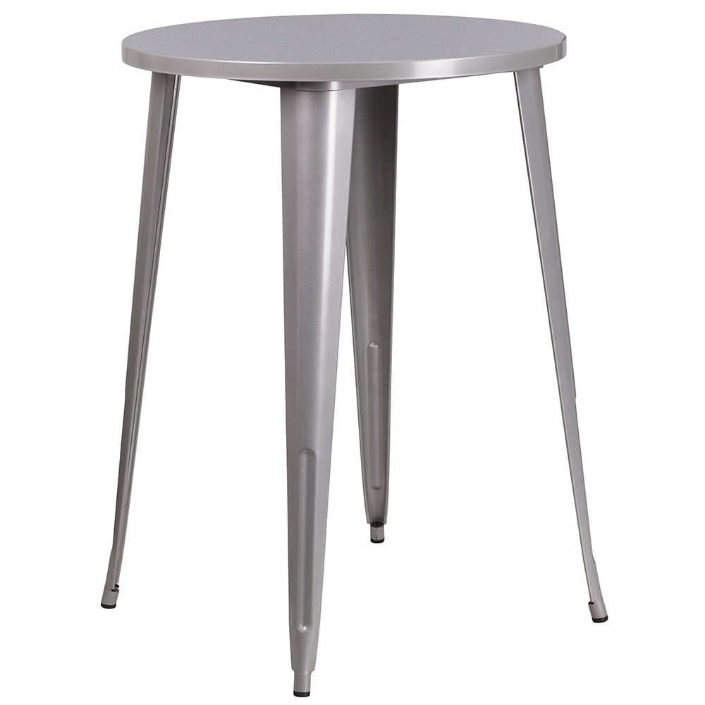 916-CH5109040SIL 30" Round Bar Height Table - Silver Steel Top, Steel Base