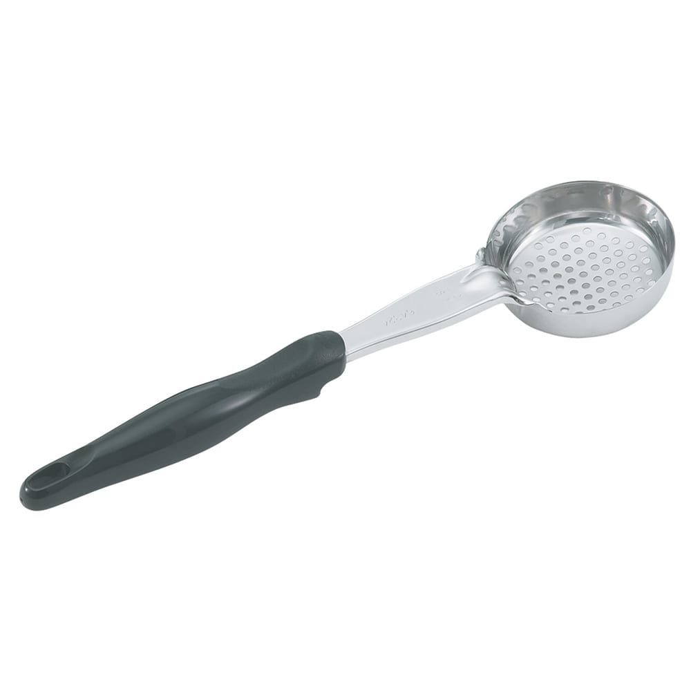 175-6432520 5 oz Round Perforated Spoodle - Black Nylon Handle, Heavy-Duty, Stainless Steel