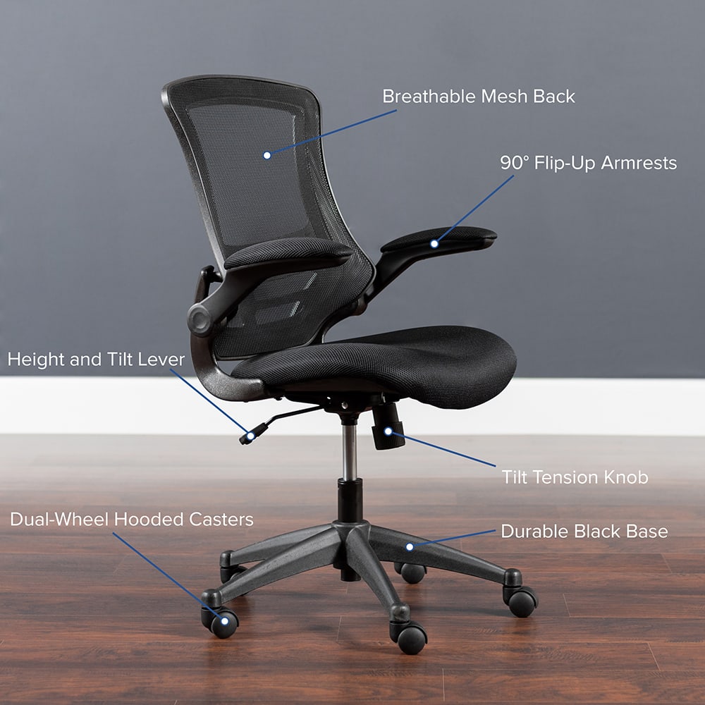 Flash Furniture BLX5MBKGG Swivel Office Chair w/ Mid Back Black