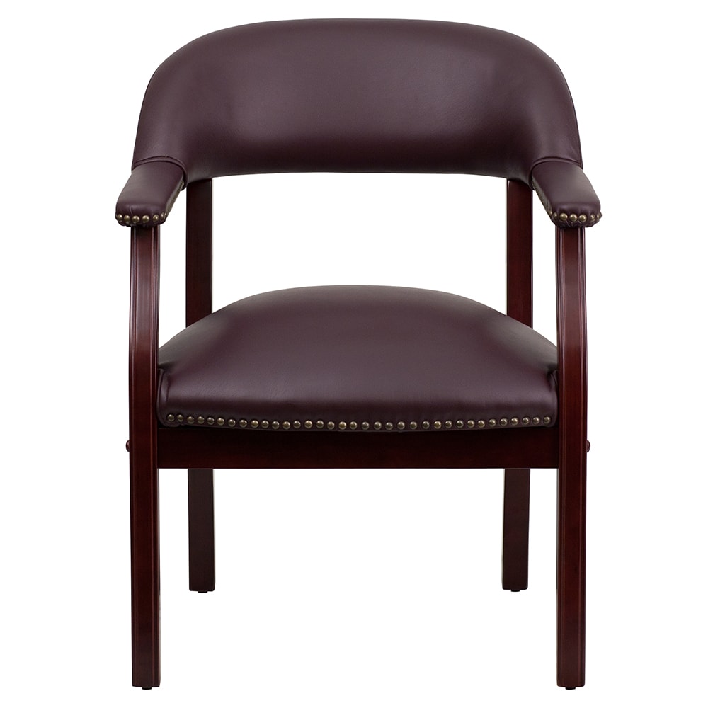 Burgundy Top Grain Leather Conference Chair - Thumbnail 4