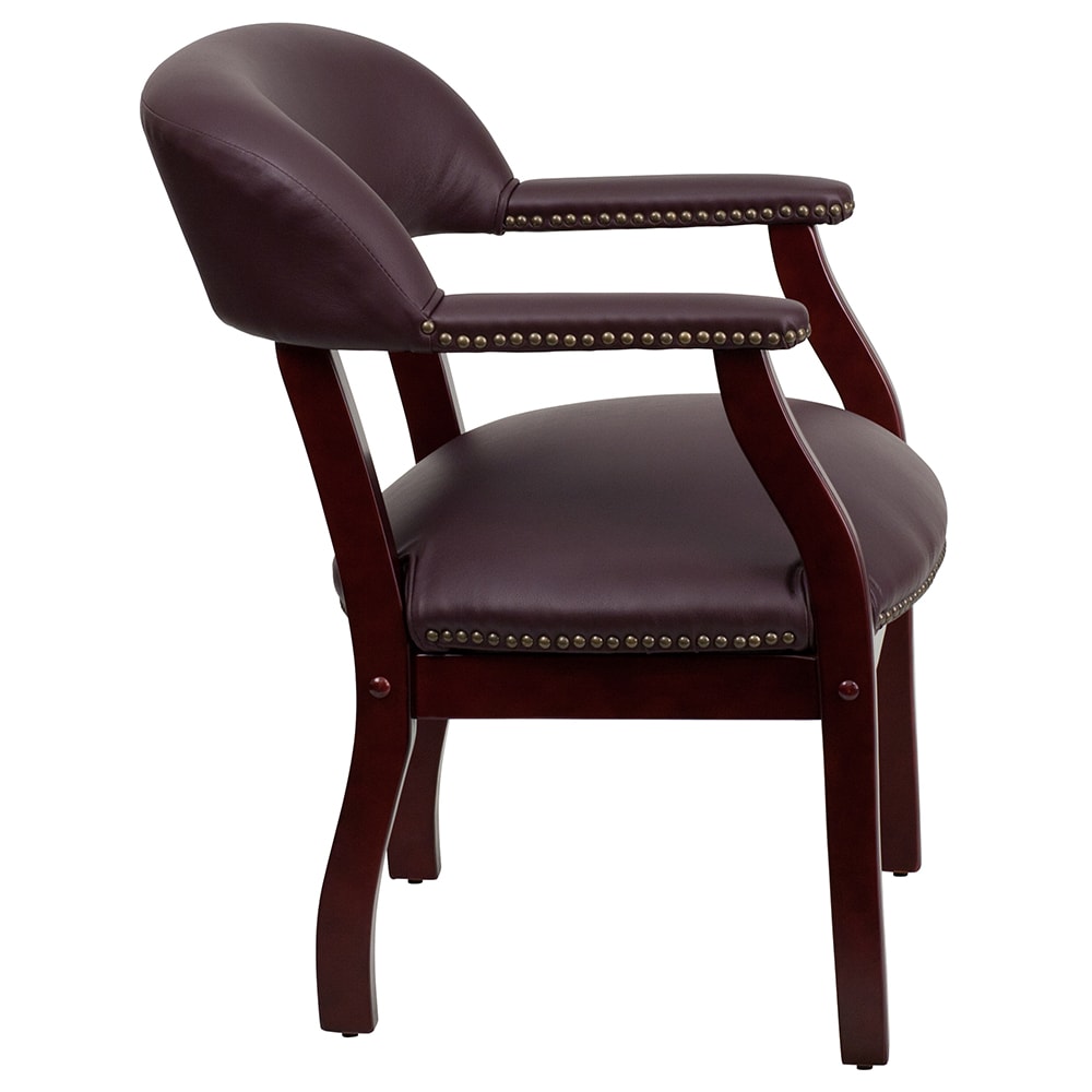 Burgundy Top Grain Leather Conference Chair