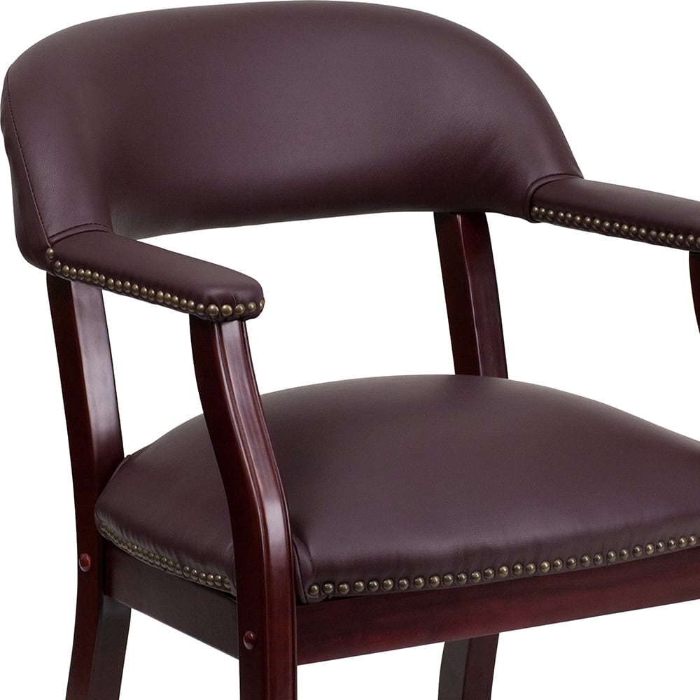 Burgundy Top Grain Leather Conference Chair - Thumbnail 5