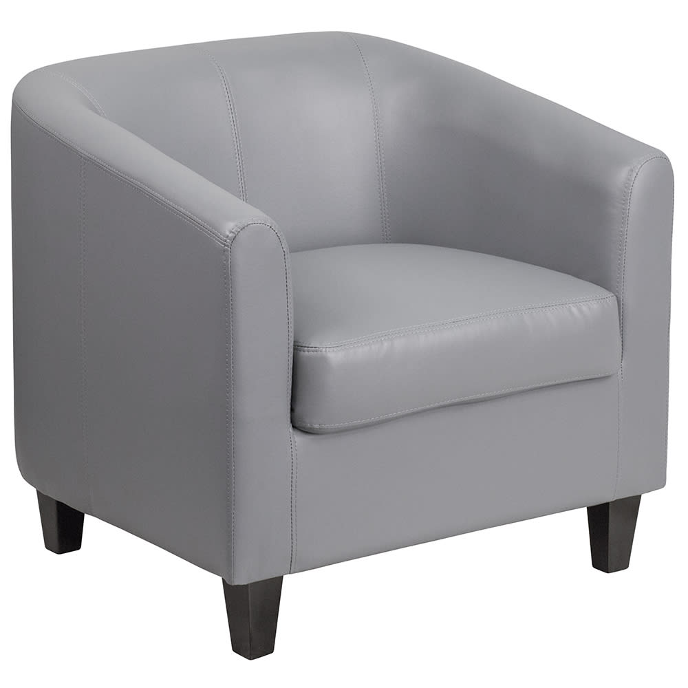 916-BT873GY Reception Arm Chair - Gray LeatherSoft Upholstery, Black Wood Legs