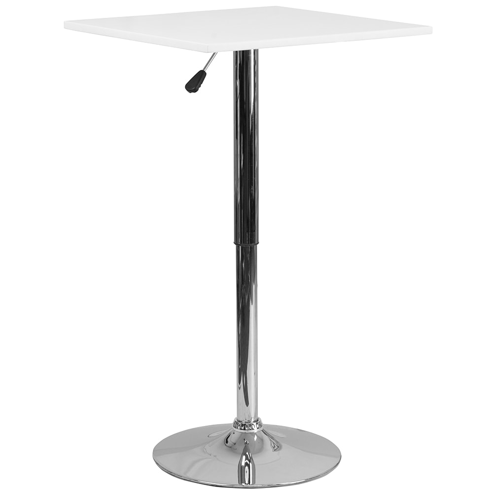 916-CH1 23 3/4" Round Table w/ Square White Wood Swivel Top - Chrome Base