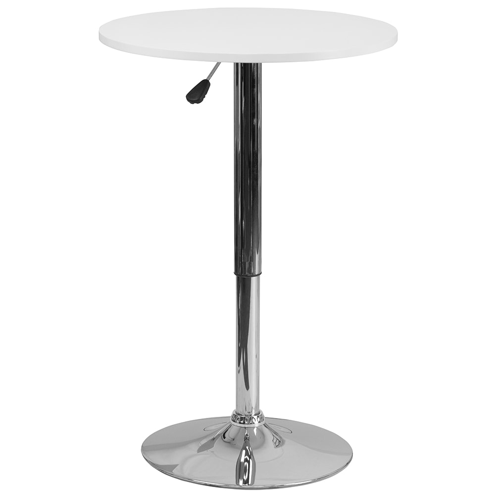 916-CH2 23 3/4" Round Table w/ White Wood Swivel Top - Chrome Base