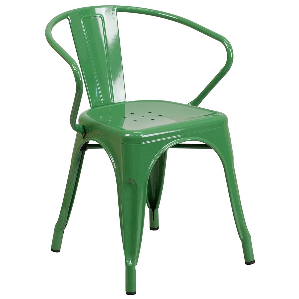 916-CH31270GN Armchair w/ Vertical Slat Back - Steel, Green