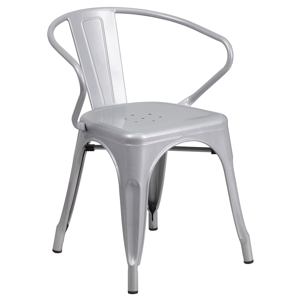 916-CH31270SIL Armchair w/ Vertical Slat Back - Steel, Silver