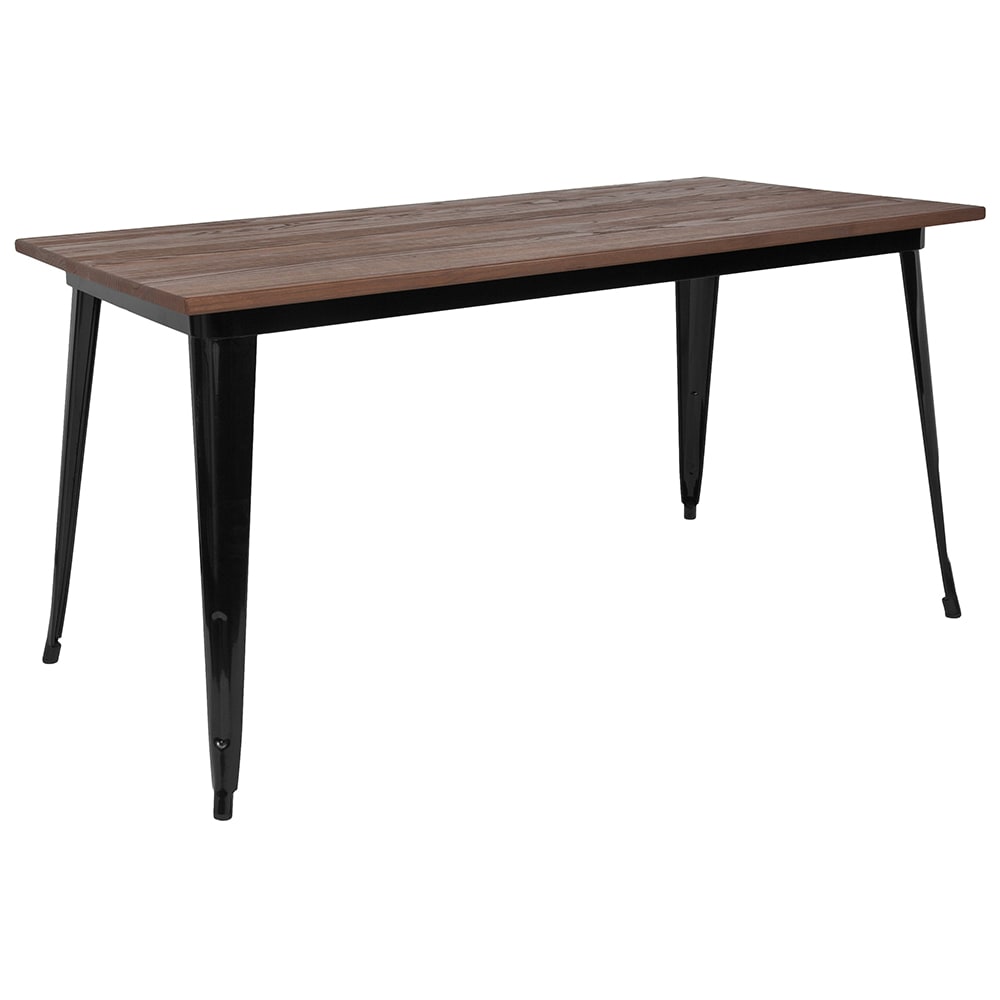 916-CH6101029M1BK Dining Height Table w/ Walnut Elm Wood Top - 60"W x 30 1/4"D, Steel F...