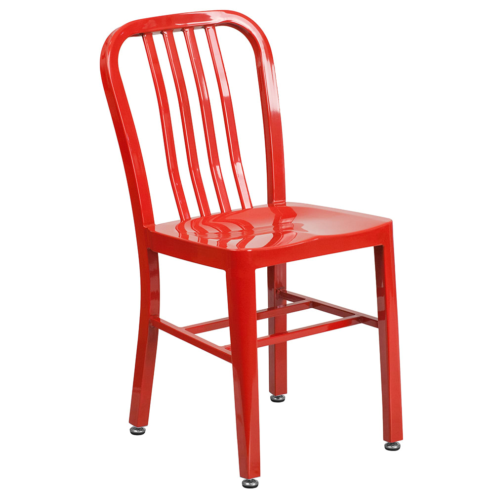 916-CH6120018RED Chair w/ Vertical Slat Back - Steel, Red