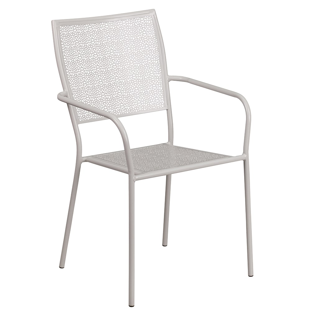 916-CO2SIL Outdoor Stackable Armchair w/ Square Back - Steel, Light Gray