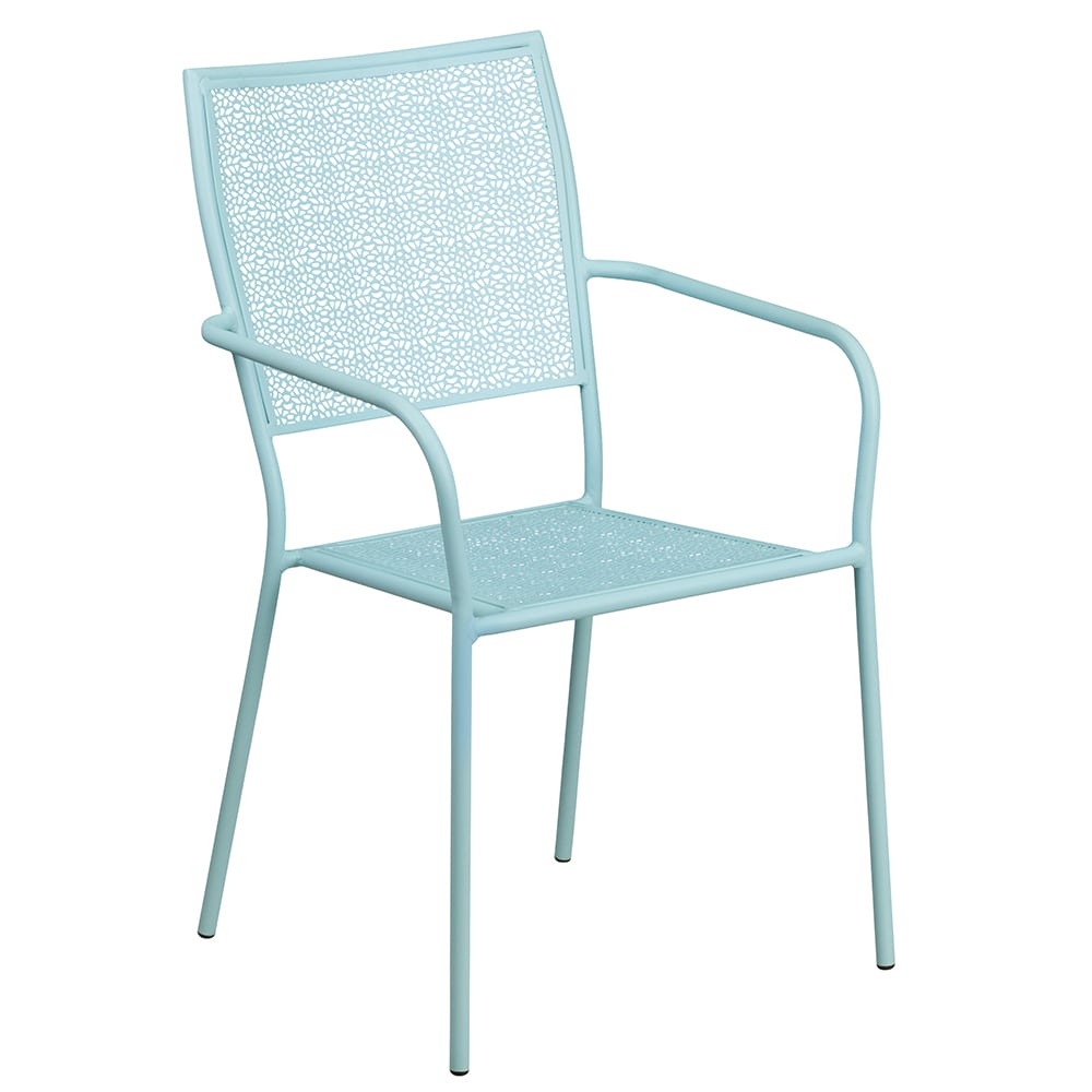 916-CO2SKY Outdoor Stackable Armchair w/ Square Back - Steel, Sky Blue