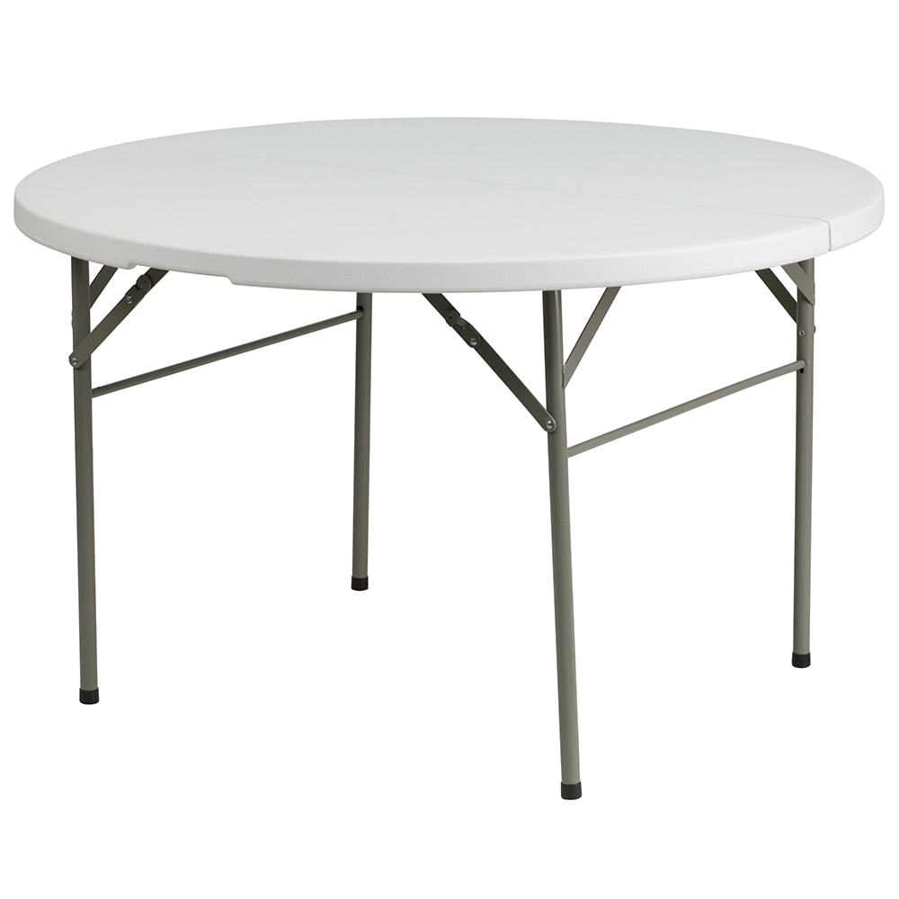 916-DAD122RZ 47 3/4" Round Folding Table w/ Granite White Plastic Top, 29 1/2"H