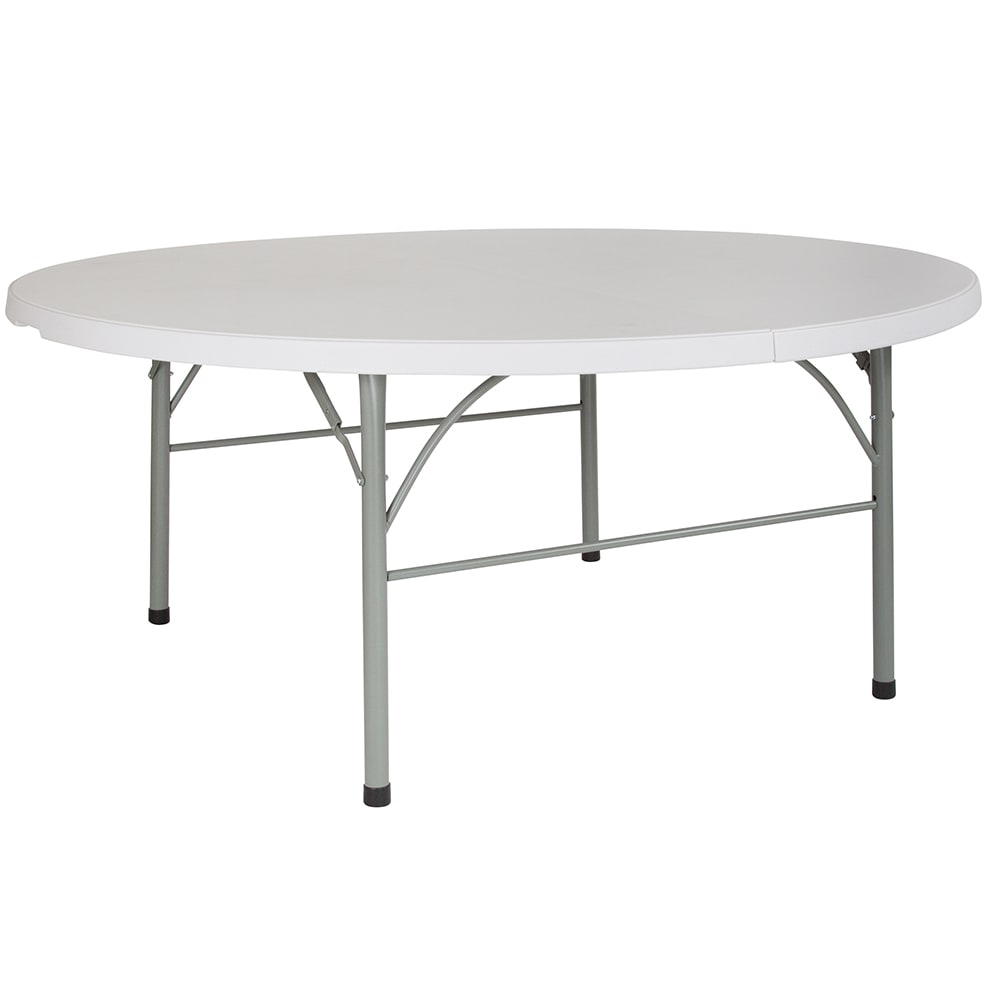 916-DAD183RZ 71" Round Folding Table w/ Granite White Plastic Top, 29"H