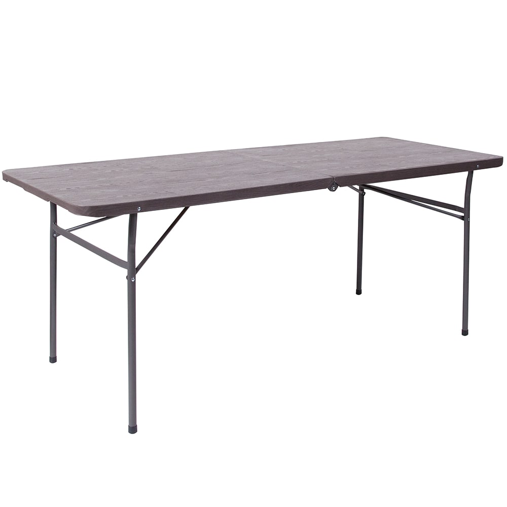 916-DADLF183Z Rectangular Folding Table w/ Wood Grain Plastic Top - 72"W x 30"D x 29&qu...