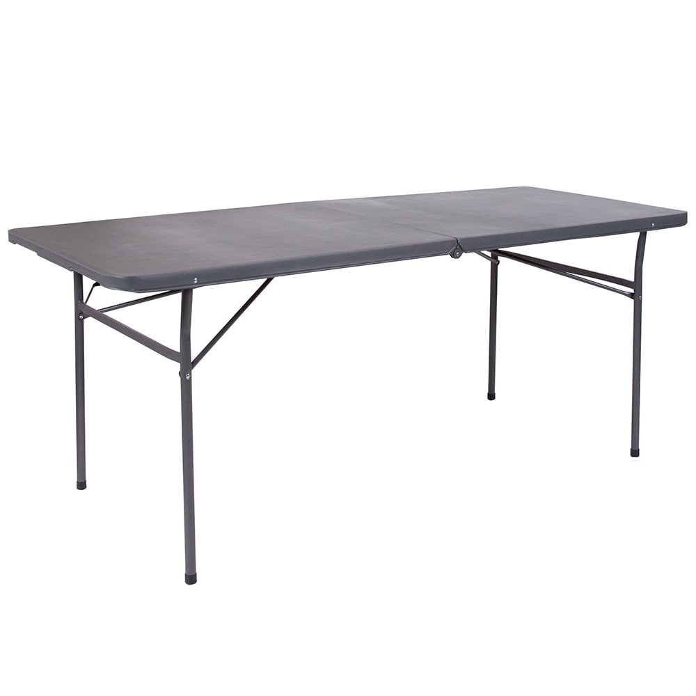 916-DADLF183ZDG Rectangular Folding Table w/ Dark Gray Plastic Top - 72"W x 30"D x 29&q...