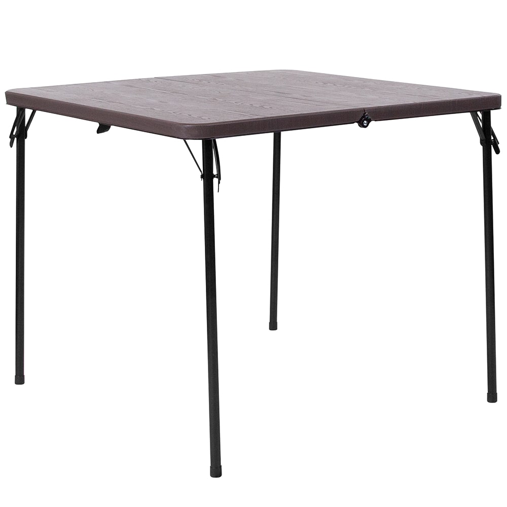 916-DADLF86 34" Square Folding Table w/ Wood Grain Plastic Top, 28 1/2"H