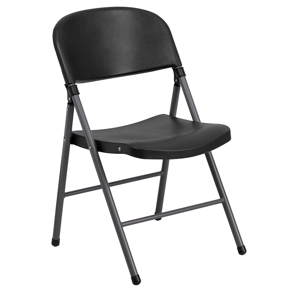 Flash Furniture DAD-YCD-50-GG Folding Chair w/ Black Plastic Back & Seat - Steel Frame, Charcoal