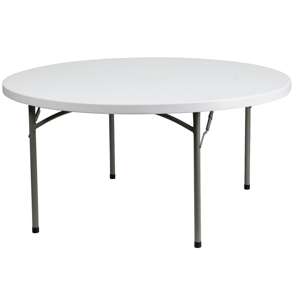 916-DADYCZ152RGW 59 3/4" Round Folding Table w/ Granite White Plastic Top, 28 3/4"H