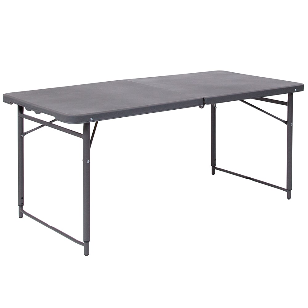 916-DADLF122ZDG Rectangular Folding Table w/ Dark Gray Plastic Top - 48-1/4"W x 23-1/2"...