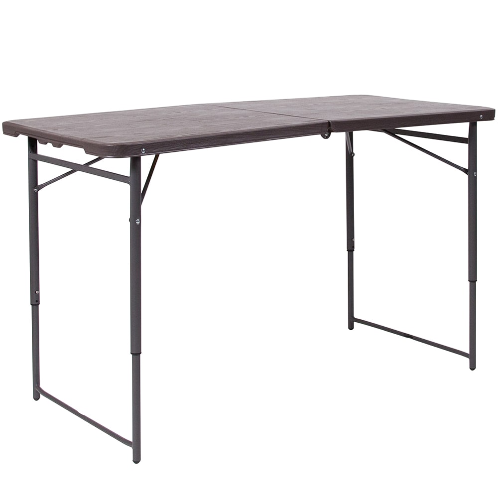 916-DADLF122Z Rectangular Folding Table w/ Wood Grain Plastic Top - 48-1/4"W x 23-1/2"D...