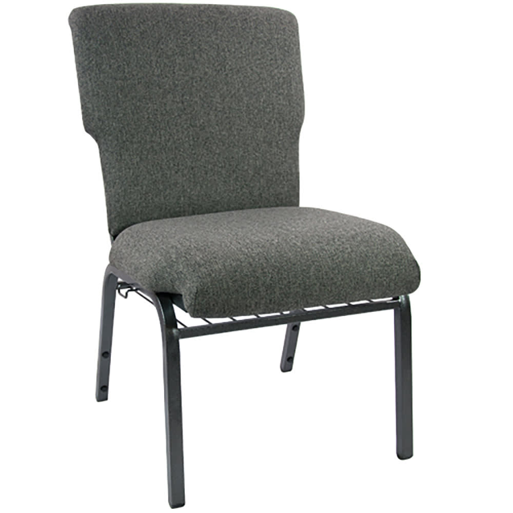 916-EPCHT111 Stacking Church Chair w/ Charcoal Gray Fabric Back & Seat - Steel Frame, Silver...