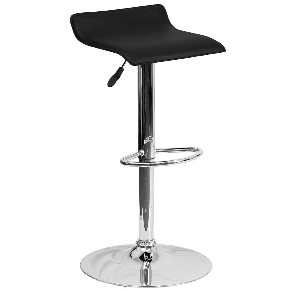 916-DS801CONTBKGG Swivel Bar Stool w/ Low Back & Black Vinyl Seat, Chrome
