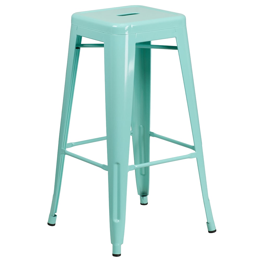916-ETBT350330MINT Backless Bar Stool w/ Metal Seat, Mint