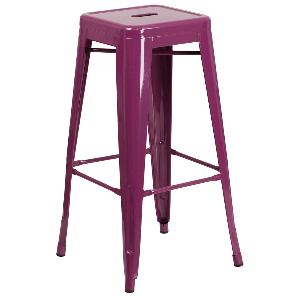 916-ETBT350330PUR Backless Bar Stool w/ Metal Seat, Purple