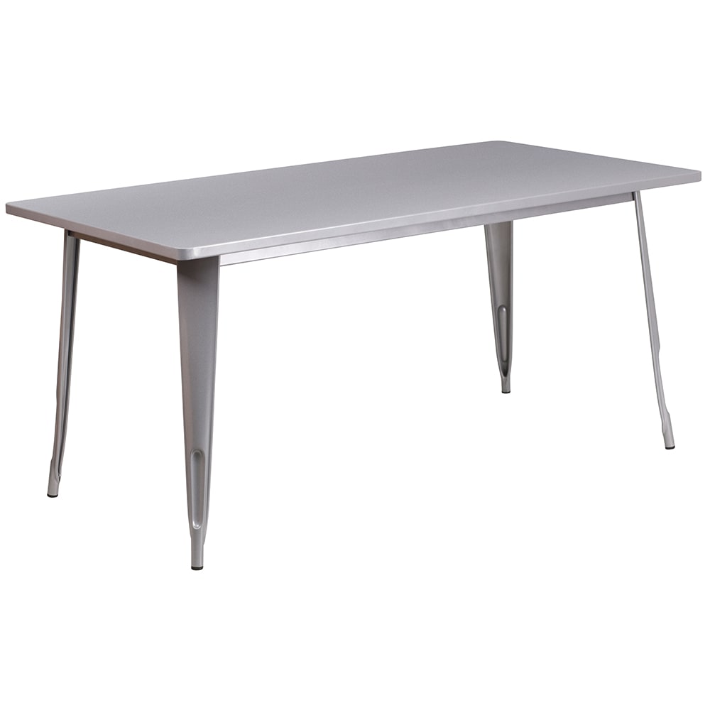 Flash Furniture ET-CT005-SIL-GG Rectangular Dining Height Table - 63"W x 31 1/2"D, Steel, Silver