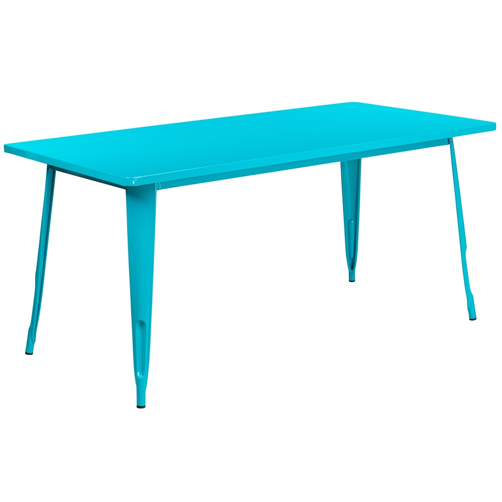 Flash Furniture ET-CT005-CB-GG Rectangular Dining Height Table - 63"W x 31 1/2"D, Steel, Crystal Teal