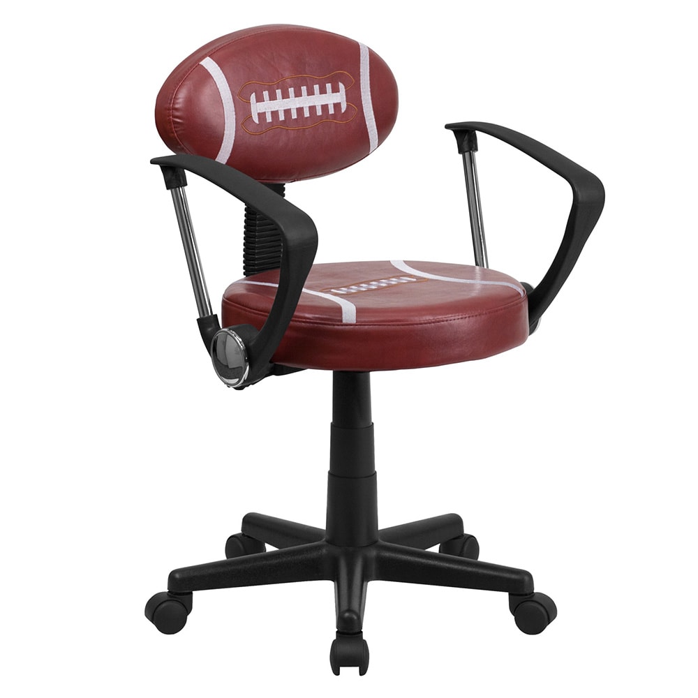 916-BT6181FOOTA Football Task Chair w/ Arms - Vinyl Upholstery, Black Nylon Base