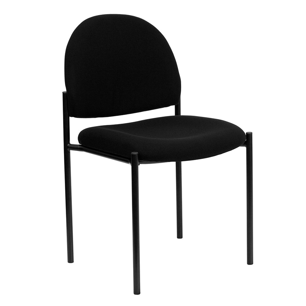 916-BT5151BK Stacking Reception Side Chair - Black Fabric Upholstery, Black Steel Frame