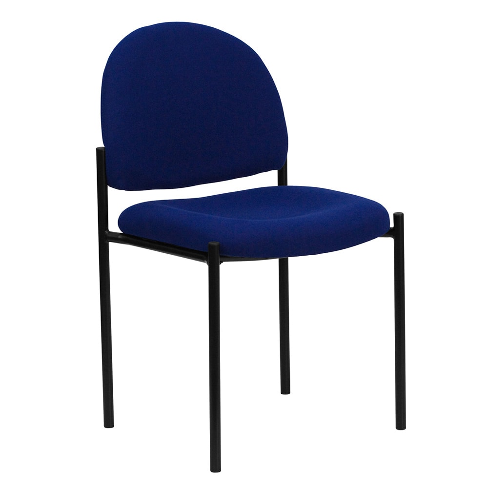 916-BT5151NVY Stacking Reception Side Chair - Navy Blue Fabric Upholstery, Black Steel Frame