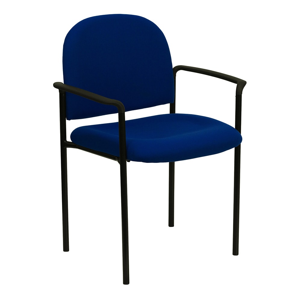 916-BT5161NVY Stacking Reception Side Chair - Navy Blue Fabric Upholstery, Black Steel Frame