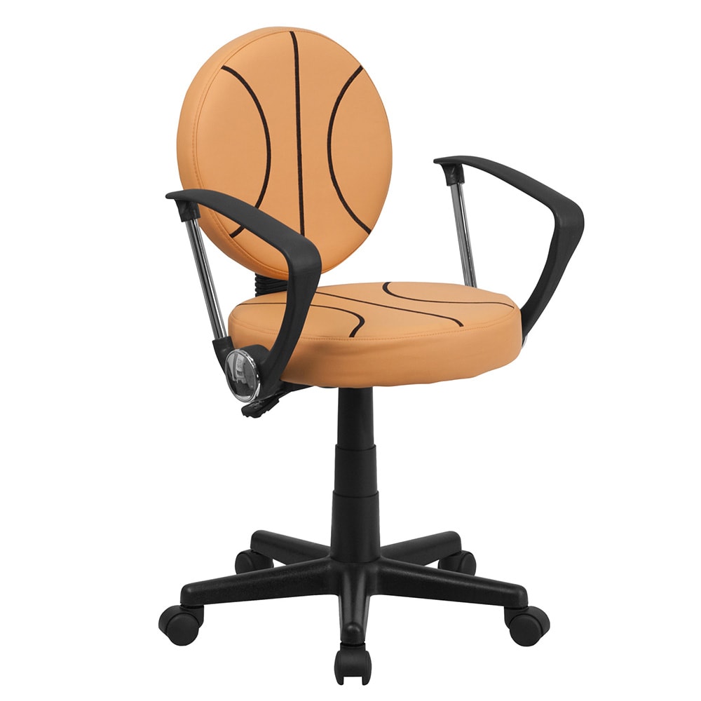 916-BT6178BKETA Basketball Task Chair w/ Arms - Vinyl Upholstery, Black Nylon Base