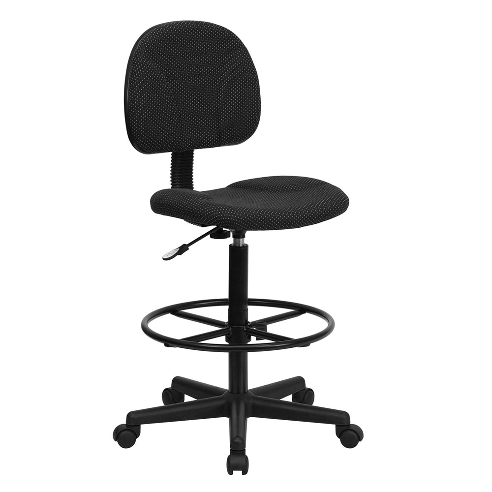 916-BT659BLK Swivel Drafting Stool w/ Low Back - Black Polyester Upholstery