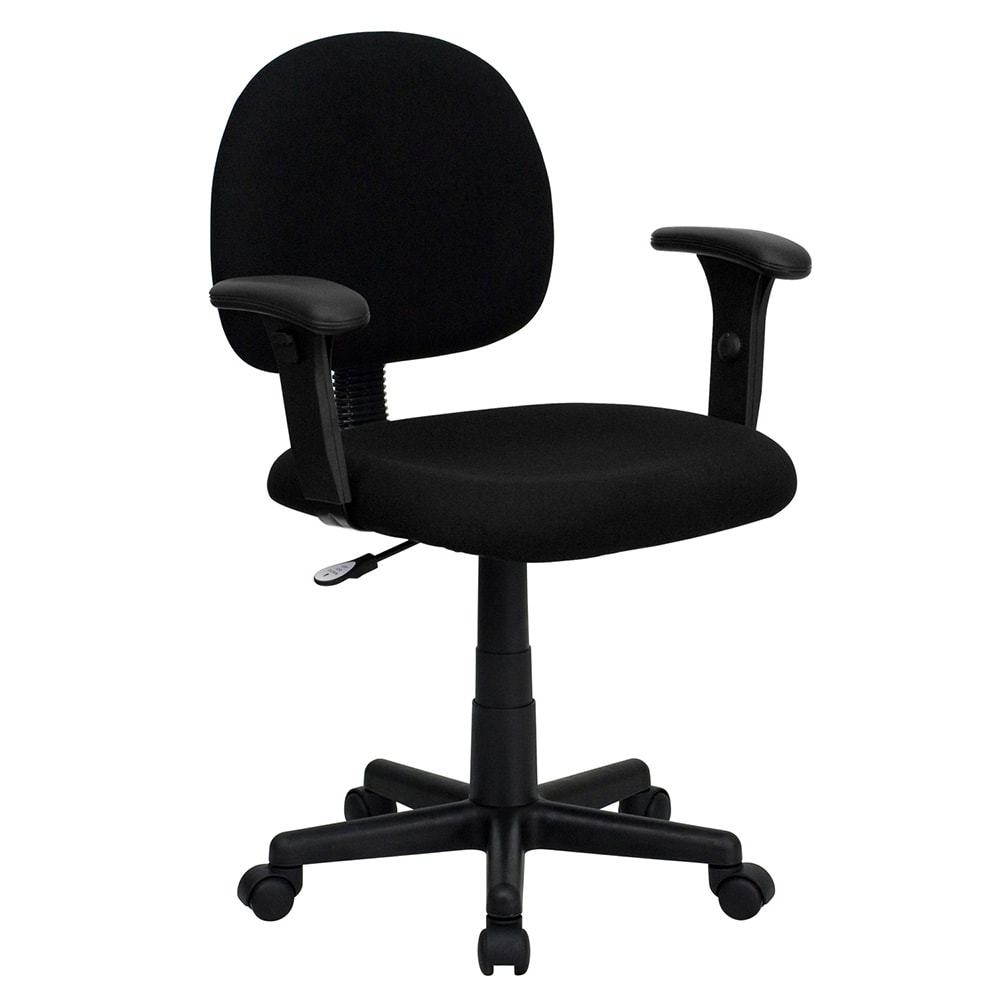 916-BT6601BK Swivel Task Chair w/ Low Back - Black Fabric Upholstery