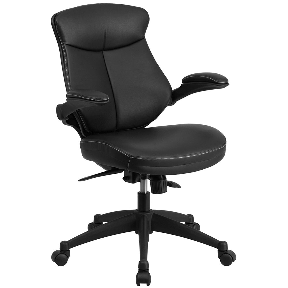 916-BLZP804 Swivel Office Chair w/ Mid Back - Black LeatherSoft Upholstery