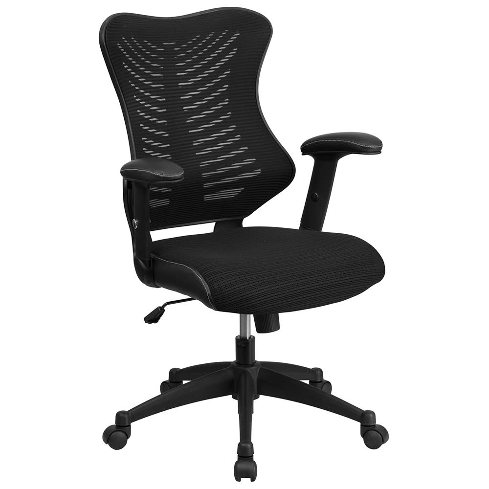 916-BLZP806BK Swivel Office Chair w/ High Back - Black Mesh Back & Seat
