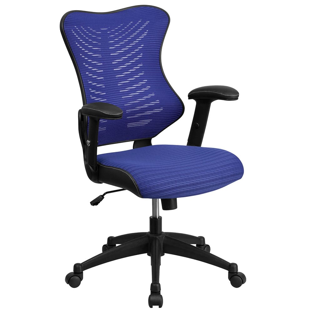 916-BLZP806BL Swivel Office Chair w/ High Back - Blue Mesh Back & Seat