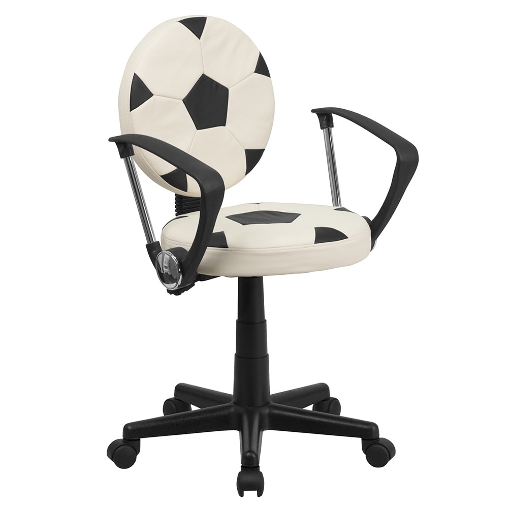 916-BT6177SOCA Soccer Task Chair w/ Arms - Vinyl Upholstery, Black Base