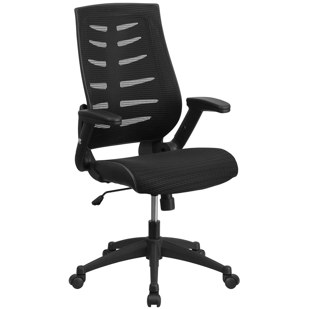 Flash Furniture BL-ZP-809-BK-GG Swivel Office Chair w/ High Back - Black Mesh Back & Seat
