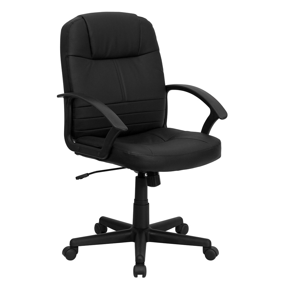 916-BT8075BK Swivel Office Chair w/ Mid Back - Black Leather Upholstery