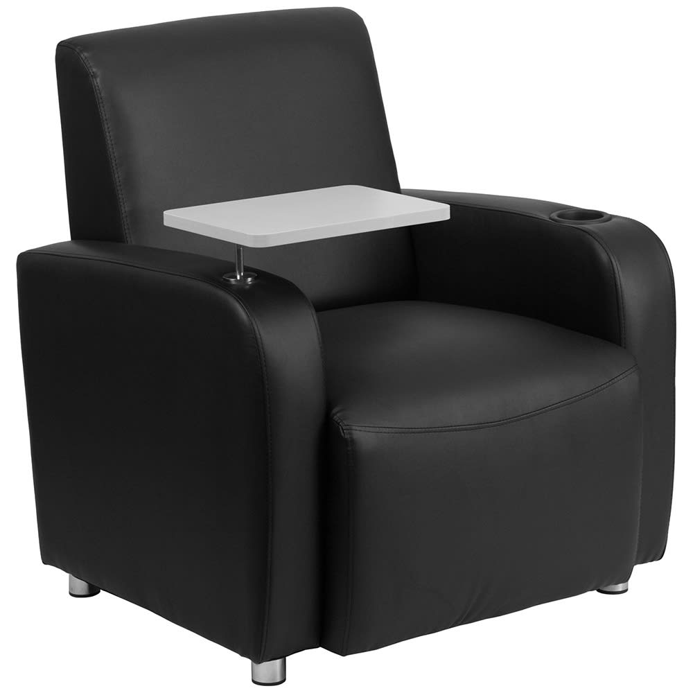 916-BT8217BK Guest Chair - Tablet Arm -  Black LeatherSoft Upholstery, Chrome Feet