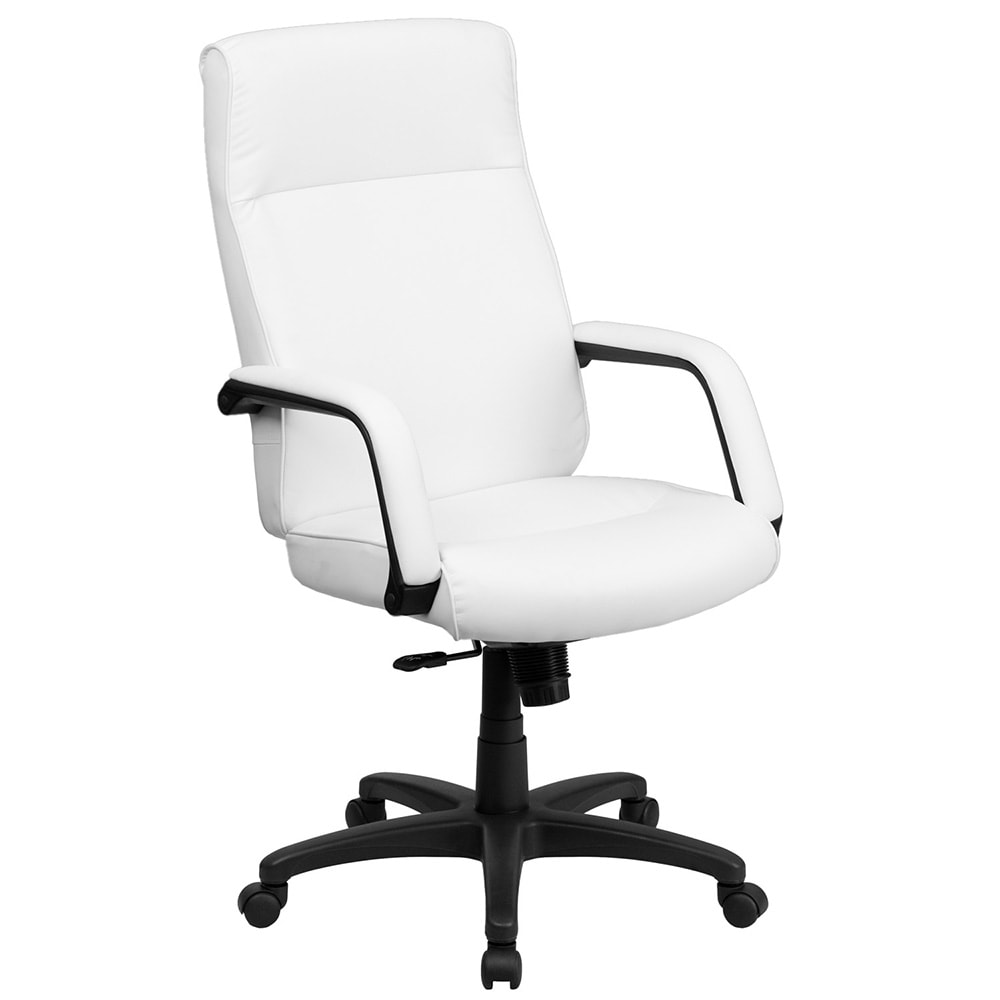 916-BT90033HWH Swivel Office Chair w/ High Back - White LeatherSoft Upholstery