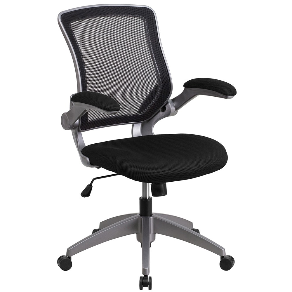 916-BLZP8805BK Swivel Office Chair w/ Mid Back - Black Mesh Back & Seat