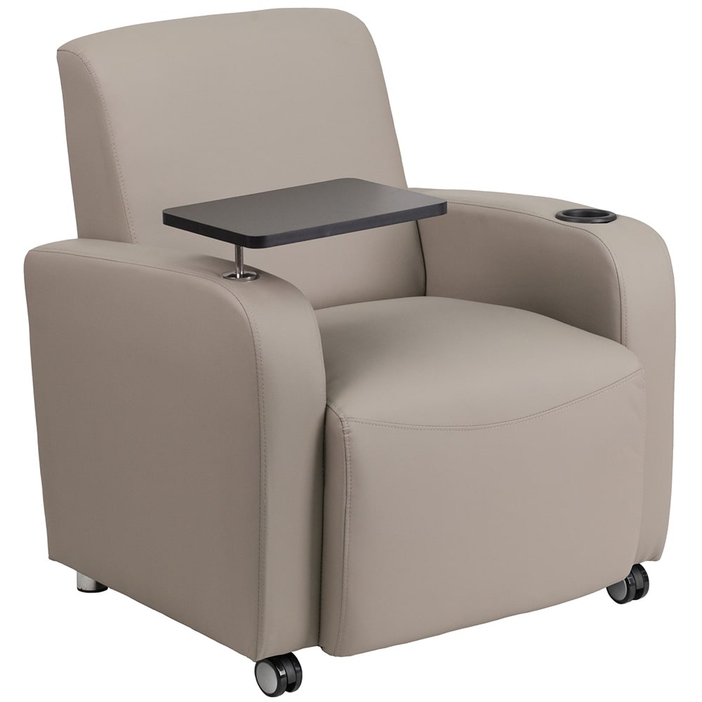 916-BT8217GVCS Guest Chair w/ Tablet Arm -  Gray LeatherSoft Upholstery